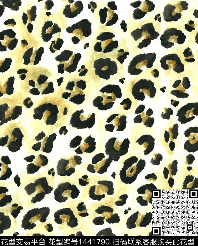 水彩豹纹大牌风数码印花华亿平台下载（图片编号: 1441790） - 瓦栏（Walan）