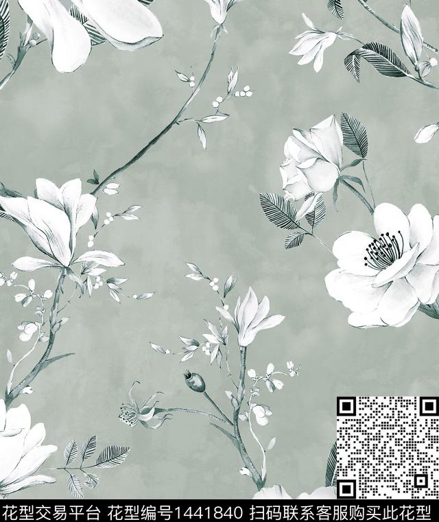 数码华亿平台花卉大牌风数码印花华亿平台下载（图片编号: 1441840） - 瓦栏（Walan）