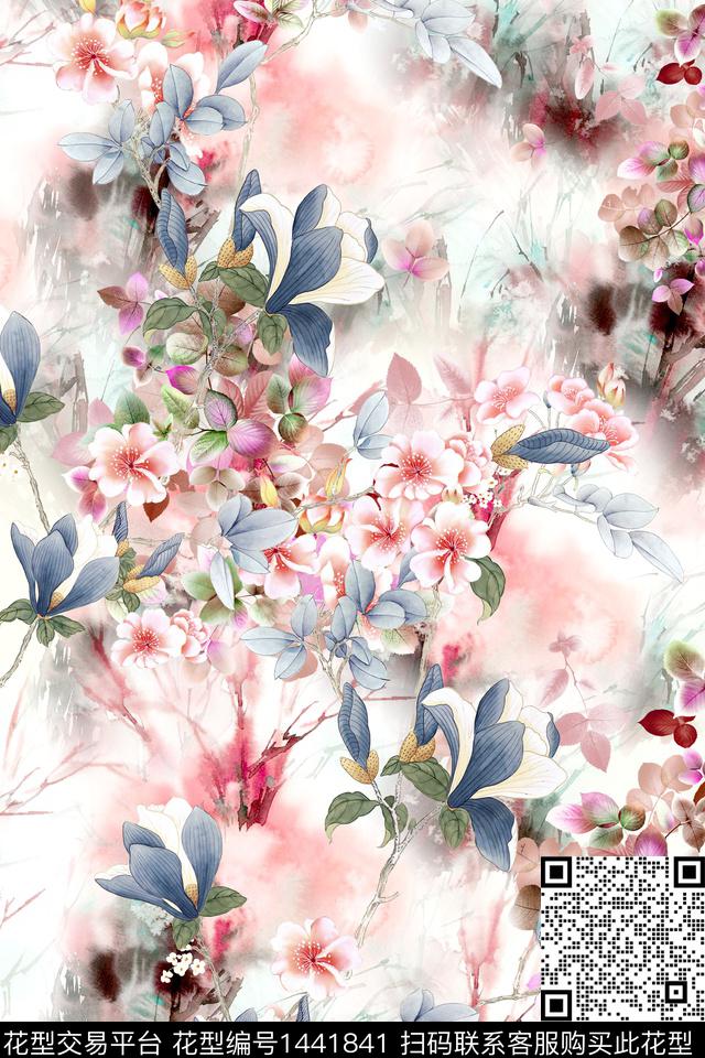 绿植树叶数码华亿平台扎染华亿平台数码印花华亿平台下载（图片编号: 1441841） - 瓦栏（Walan）