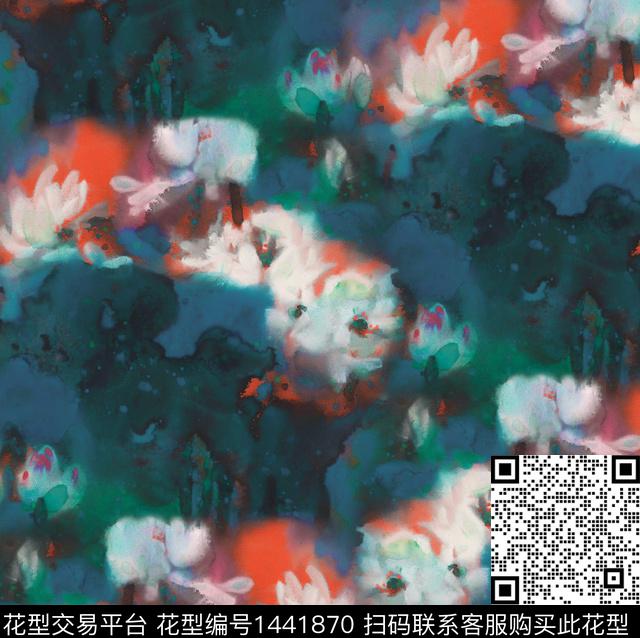 水墨风香云纱真丝数码印花华亿平台下载（图片编号: 1441870） - 瓦栏（Walan）