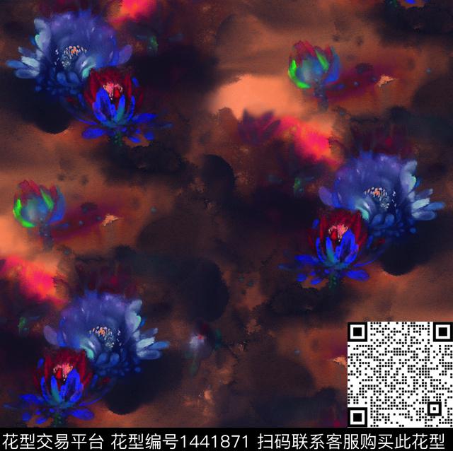 水墨风香云纱真丝数码印花华亿平台下载（图片编号: 1441871） - 瓦栏（Walan）