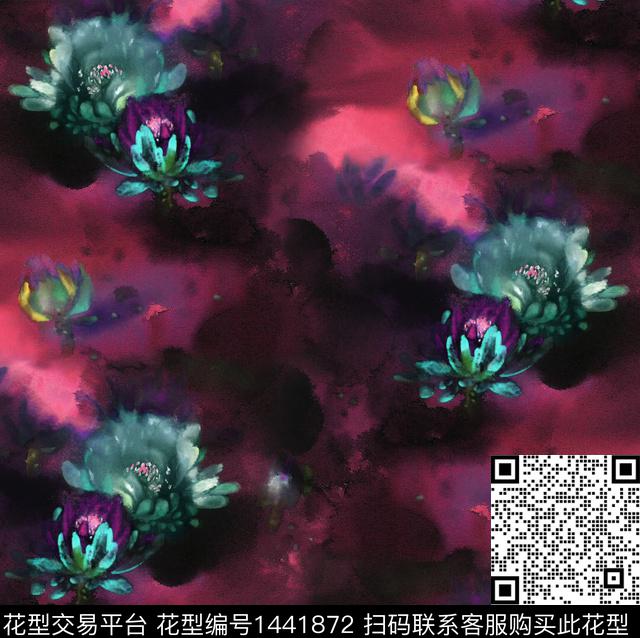 水墨风香云纱真丝数码印花华亿平台下载（图片编号: 1441872） - 瓦栏（Walan）