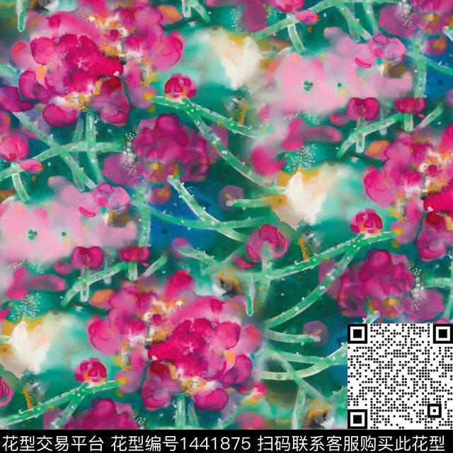 水墨风香云纱真丝数码印花华亿平台下载（图片编号: 1441875） - 瓦栏（Walan）