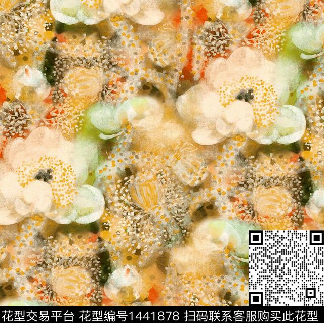 水墨风香云纱真丝数码印花华亿平台下载（图片编号: 1441878） - 瓦栏（Walan）