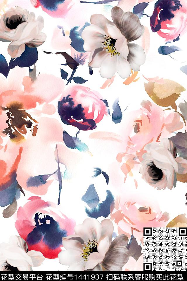 肌理清爽底花卉大牌风数码印花华亿平台下载（图片编号: 1441937） - 瓦栏（Walan）