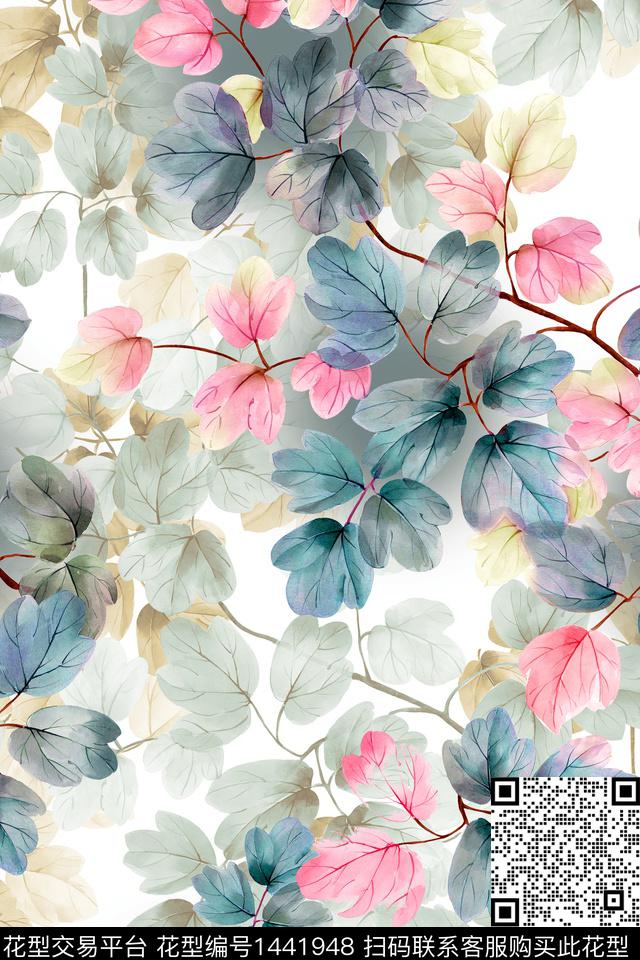 水彩大牌风大花数码印花华亿平台下载（图片编号: 1441948） - 瓦栏（Walan）
