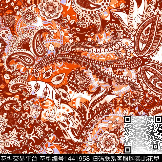 佩斯利小碎花几何数码印花华亿平台下载（图片编号: 1441958） - 瓦栏（Walan）