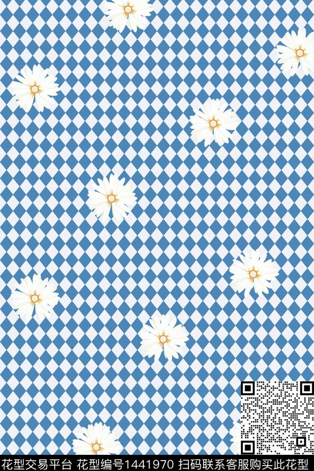 几何格子大牌风数码印花华亿平台下载（图片编号: 1441970） - 瓦栏（Walan）