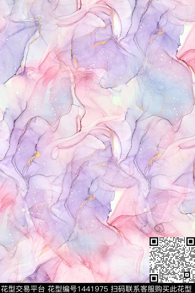 水彩肌理抽象花卉数码印花华亿平台下载（图片编号: 1441975） - 瓦栏（Walan）