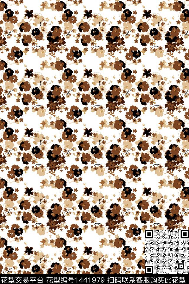 绿植树叶水彩大牌风数码印花华亿平台下载（图片编号: 1441979） - 瓦栏（Walan）