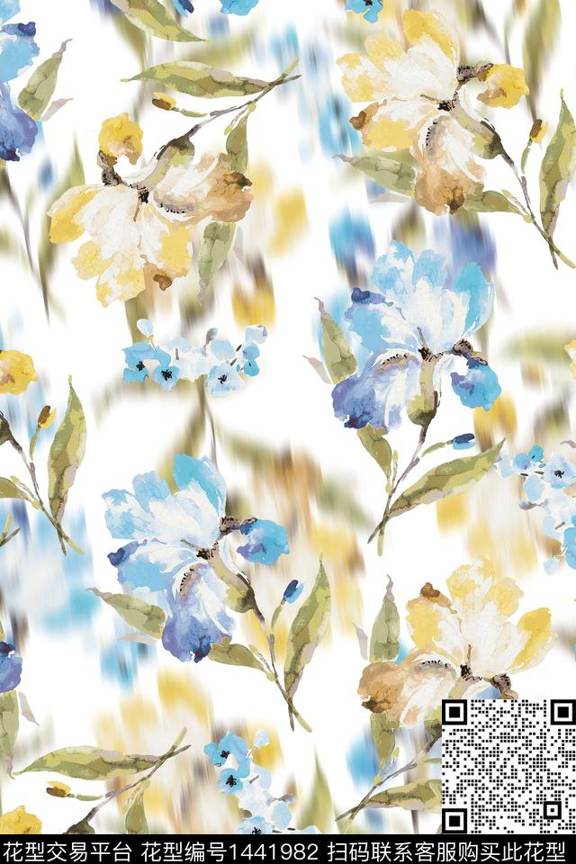 绿植树叶水彩肌理数码印花华亿平台下载（图片编号: 1441982） - 瓦栏（Walan）