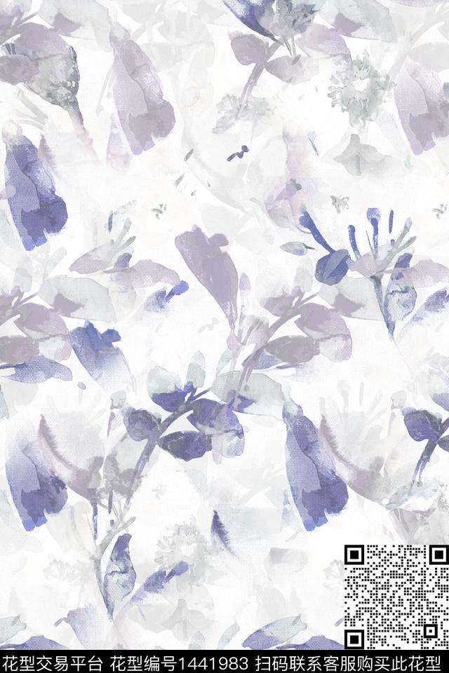 绿植树叶水彩肌理数码印花华亿平台下载（图片编号: 1441983） - 瓦栏（Walan）