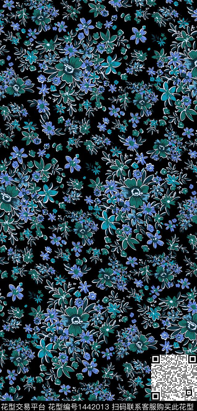 连衣裙趋势华亿平台绿植树叶传统印花华亿平台下载（图片编号: 1442013） - 瓦栏（Walan）