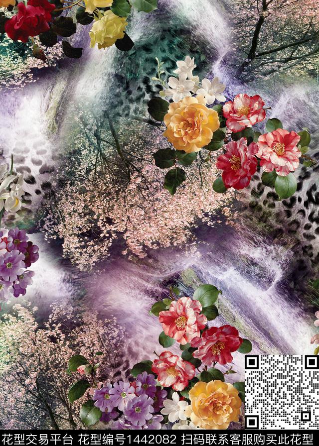 绿植树叶数码华亿平台豹纹数码印花华亿平台下载（图片编号: 1442082） - 瓦栏（Walan）