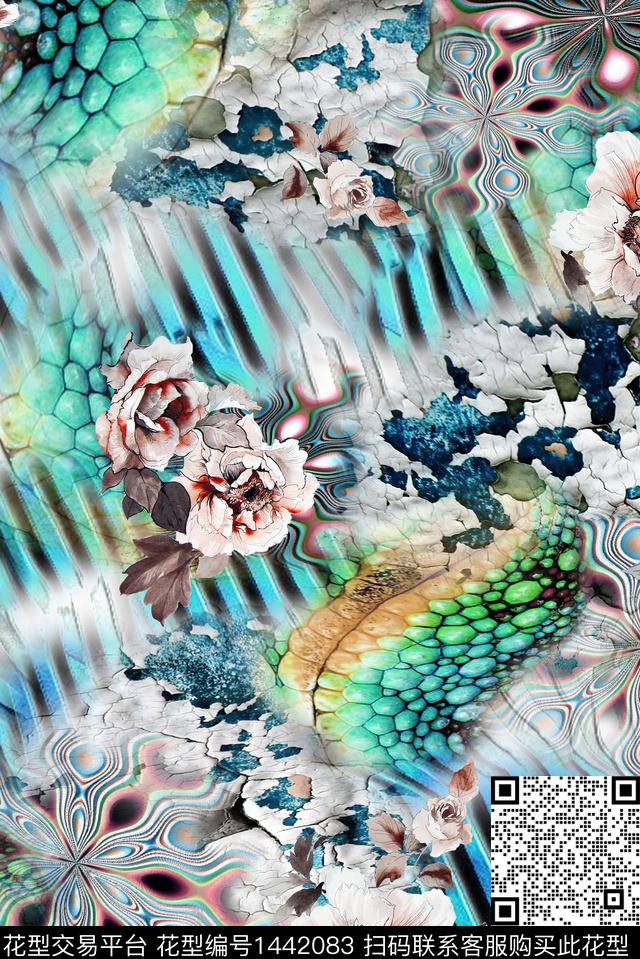 绿植树叶数码华亿平台纹理数码印花华亿平台下载（图片编号: 1442083） - 瓦栏（Walan）