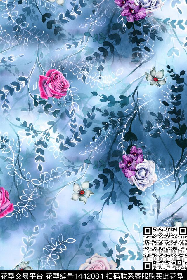 绿植树叶数码华亿平台纹理数码印花华亿平台下载（图片编号: 1442084） - 瓦栏（Walan）