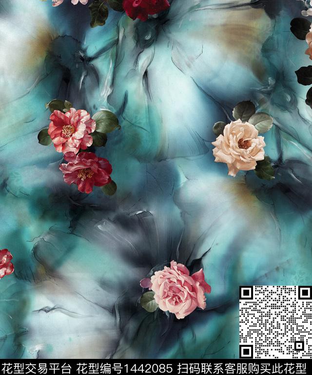 绿植树叶数码华亿平台纹理数码印花华亿平台下载（图片编号: 1442085） - 瓦栏（Walan）