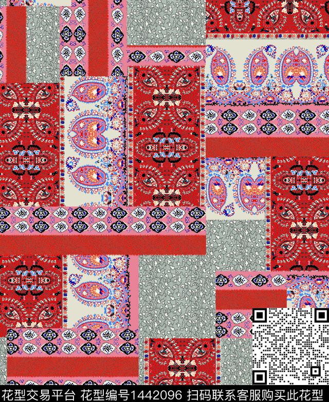 数码华亿平台格子佩斯利数码印花华亿平台下载（图片编号: 1442096） - 瓦栏（Walan）