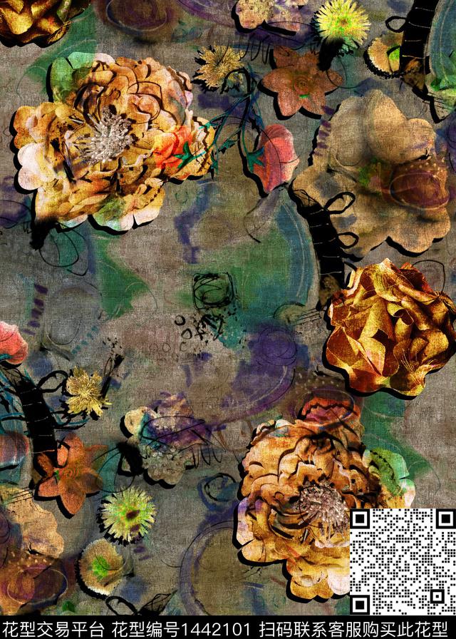 香云纱大牌风中老年数码印花华亿平台下载（图片编号: 1442101） - 瓦栏（Walan）