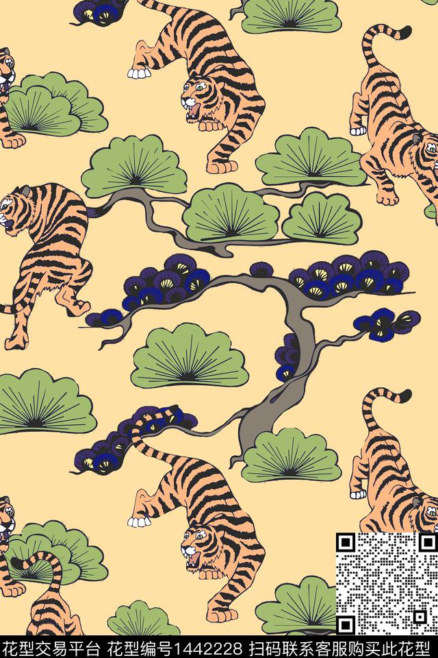 数码华亿平台老虎中国风数码印花华亿平台下载（图片编号: 1442228） - 瓦栏（Walan）