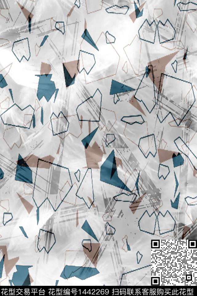 字母几何扎染华亿平台数码印花华亿平台下载（图片编号: 1442269） - 瓦栏（Walan）