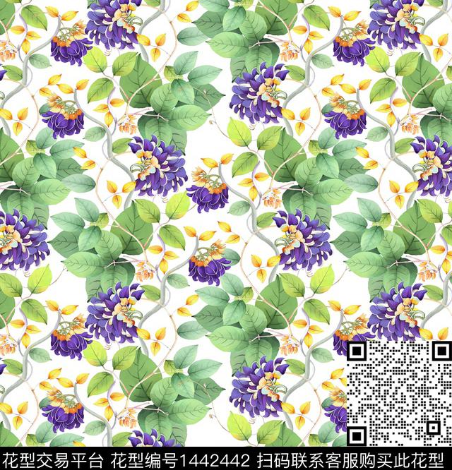 小清新小碎花复古数码印花华亿平台下载（图片编号: 1442442） - 瓦栏（Walan）