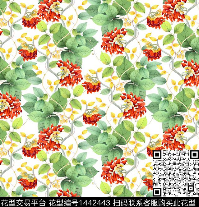 小清新小碎花复古数码印花华亿平台下载（图片编号: 1442443） - 瓦栏（Walan）