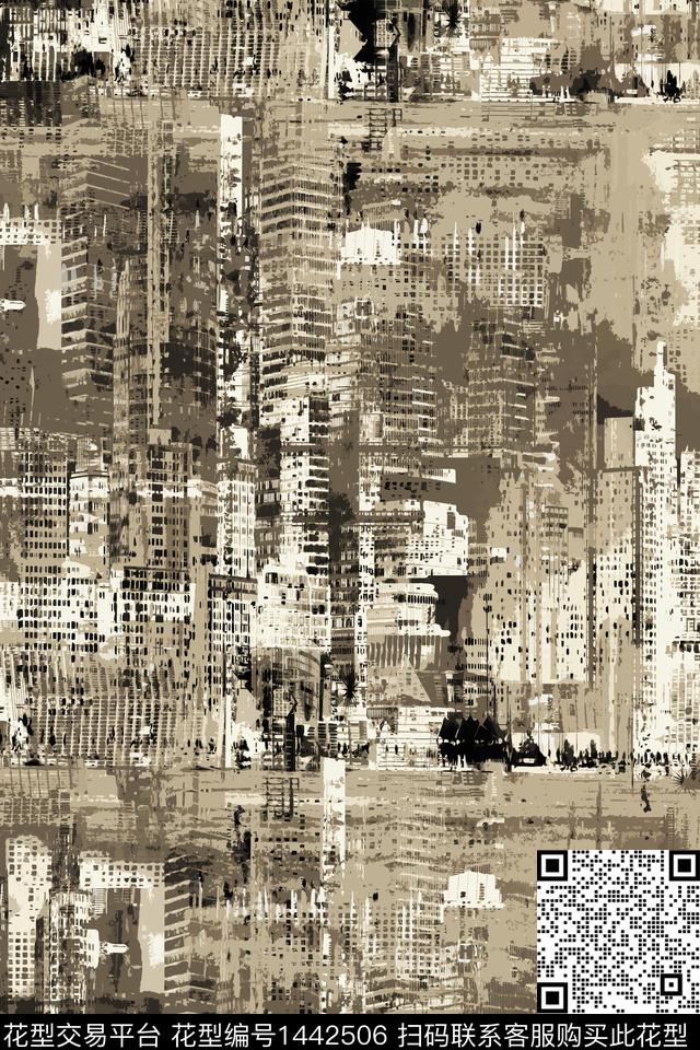 建筑男装抽象数码印花华亿平台下载（图片编号: 1442506） - 瓦栏（Walan）