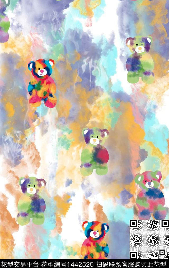 数码华亿平台卡通人物扎染华亿平台数码印花华亿平台下载（图片编号: 1442525） - 瓦栏（Walan）