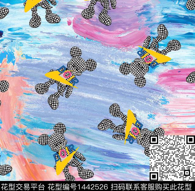 数码华亿平台卡通人物扎染华亿平台数码印花华亿平台下载（图片编号: 1442526） - 瓦栏（Walan）