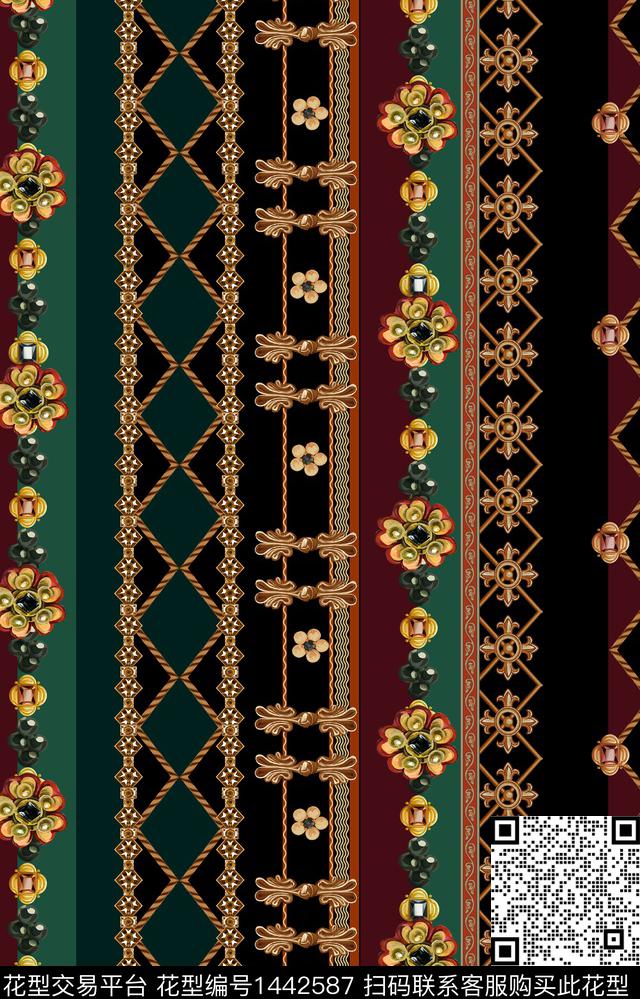 几何大牌风中国风数码印花华亿平台下载（图片编号: 1442587） - 瓦栏（Walan）