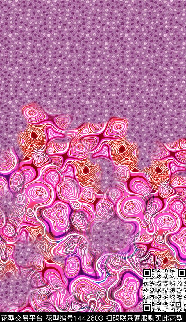 线条定位花几何数码印花华亿平台下载（图片编号: 1442603） - 瓦栏（Walan）