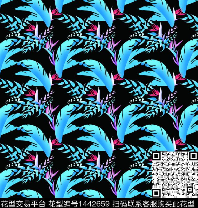 连衣裙温室花卉天堂鸟数码印花华亿平台下载（图片编号: 1442659） - 瓦栏（Walan）