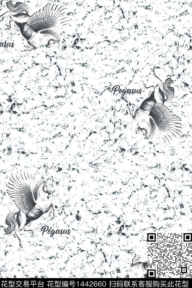 翅膀字母纹理传统印花华亿平台下载（图片编号: 1442660） - 瓦栏（Walan）