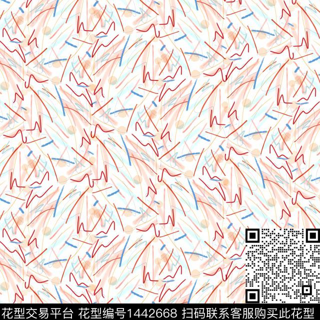 小碎花笔触蜡笔线数码印花华亿平台下载（图片编号: 1442668） - 瓦栏（Walan）