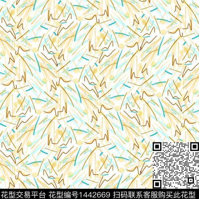 小碎花笔触蜡笔线数码印花华亿平台下载（图片编号: 1442669） - 瓦栏（Walan）