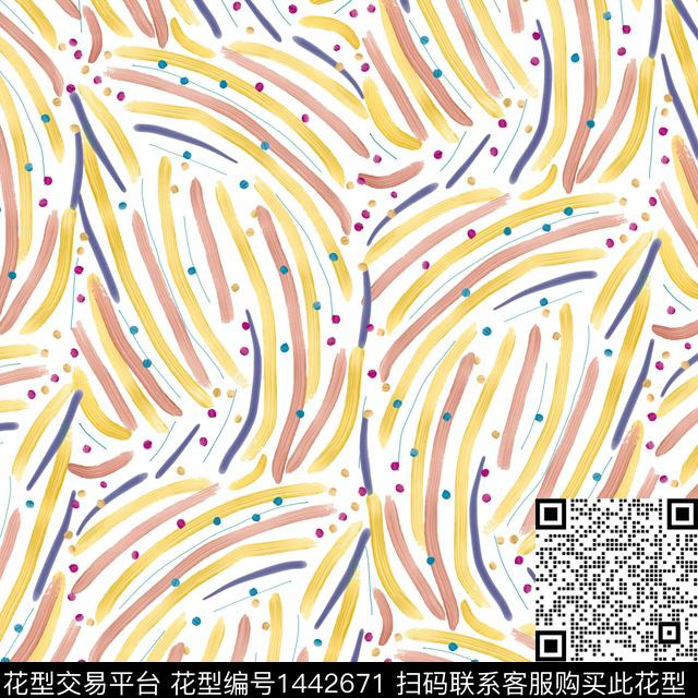 小碎花笔触蜡笔线数码印花华亿平台下载（图片编号: 1442671） - 瓦栏（Walan）