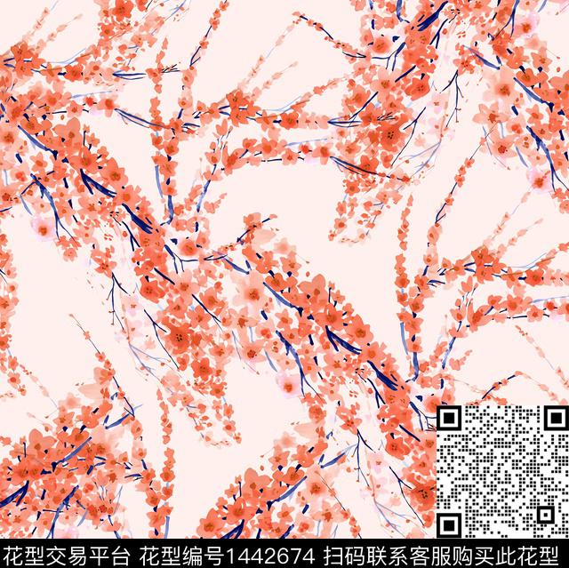 梅花大牌风清新风数码印花华亿平台下载（图片编号: 1442674） - 瓦栏（Walan）