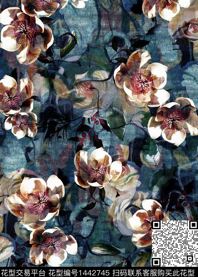 民族花卉香云纱中老年数码印花华亿平台下载（图片编号: 1442745） - 瓦栏（Walan）