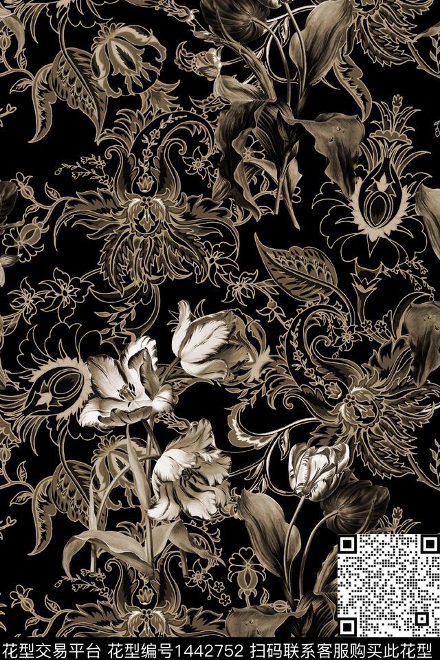 民族风佩斯利花卉数码印花华亿平台下载（图片编号: 1442752） - 瓦栏（Walan）