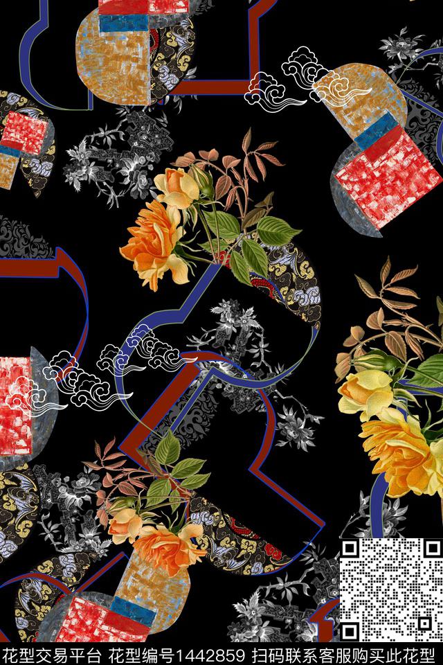 数码华亿平台民族风中国风数码印花华亿平台下载（图片编号: 1442859） - 瓦栏（Walan）