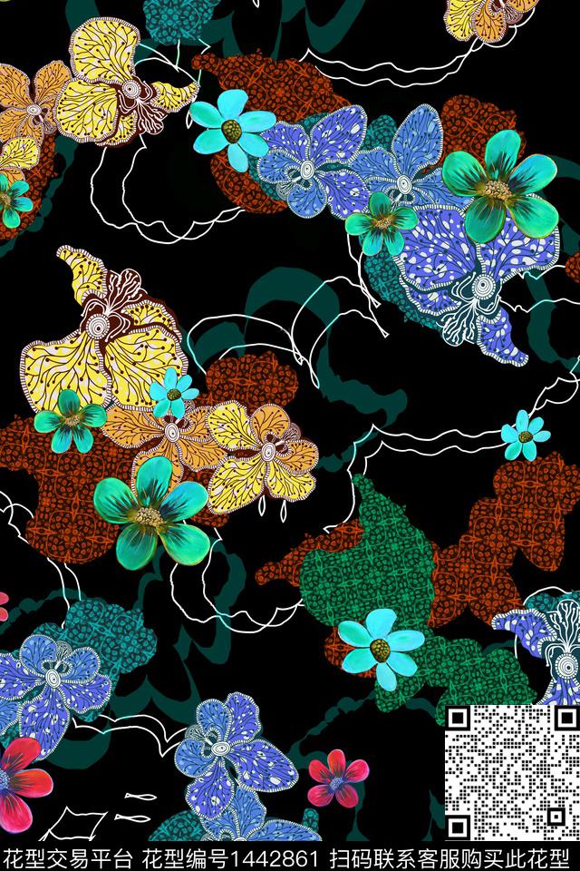 数码华亿平台民族风中国风数码印花华亿平台下载（图片编号: 1442861） - 瓦栏（Walan）