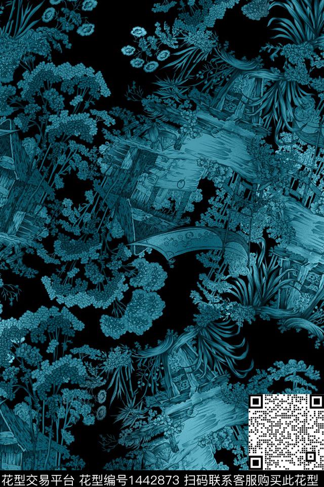 数码华亿平台民族风中国风数码印花华亿平台下载（图片编号: 1442873） - 瓦栏（Walan）