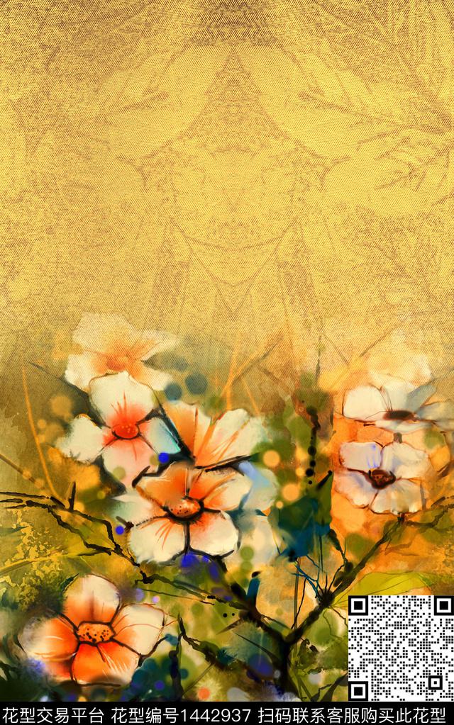 线条定位花扎染华亿平台数码印花华亿平台下载（图片编号: 1442937） - 瓦栏（Walan）