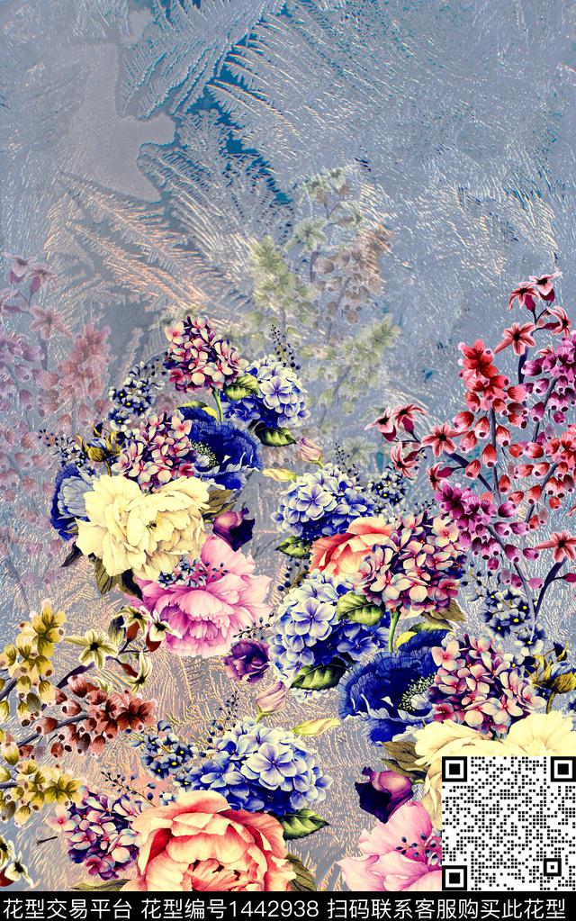 线条数码华亿平台定位花数码印花华亿平台下载（图片编号: 1442938） - 瓦栏（Walan）