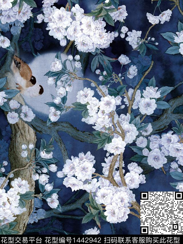 花鸟民族风真丝数码印花华亿平台下载（图片编号: 1442942） - 瓦栏（Walan）