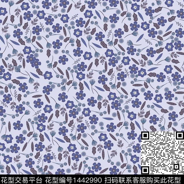 花卉满版散花传统华亿平台数码印花华亿平台下载（图片编号: 1442990） - 瓦栏（Walan）