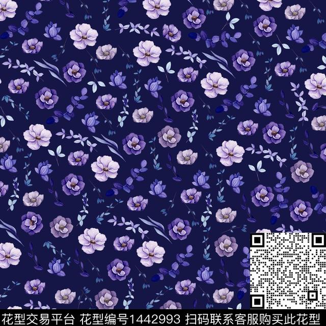 花卉满版散花传统华亿平台数码印花华亿平台下载（图片编号: 1442993） - 瓦栏（Walan）