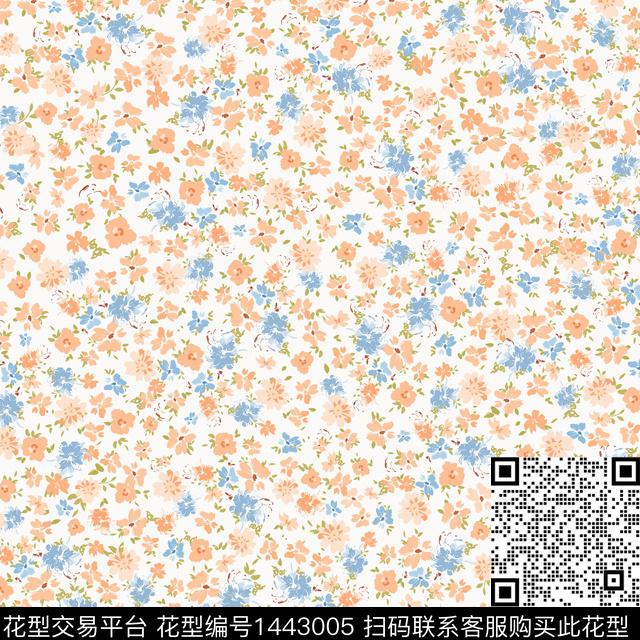 花卉满版散花传统华亿平台数码印花华亿平台下载（图片编号: 1443005） - 瓦栏（Walan）