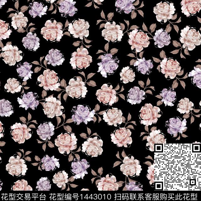 花卉满版散花传统华亿平台数码印花华亿平台下载（图片编号: 1443010） - 瓦栏（Walan）